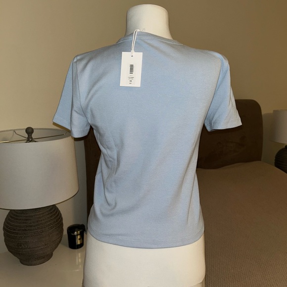 NWT Aritzia Sunday Best Little Ribbed T-Shirt Size Medium in Dew Blue - Picture 2 of 8